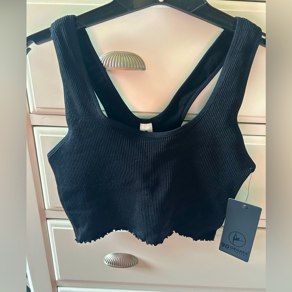 🖤NWT 90 Degree by Reflex Cropped Tank/Medium Support Sports Bra - Size Large